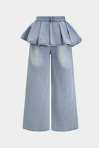 Gabriela™ | JEANS DE TIRO ALTO CON VOLANTE PLISADO