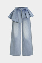 Gabriela™ | JEANS DE TIRO ALTO CON VOLANTE PLISADO